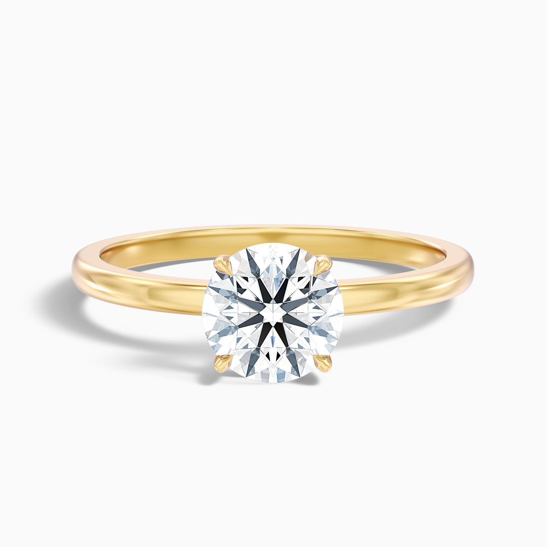 willy 1 carat round cut low profile solitaire lab grown diamond ring in 10k yellow gold - Front View