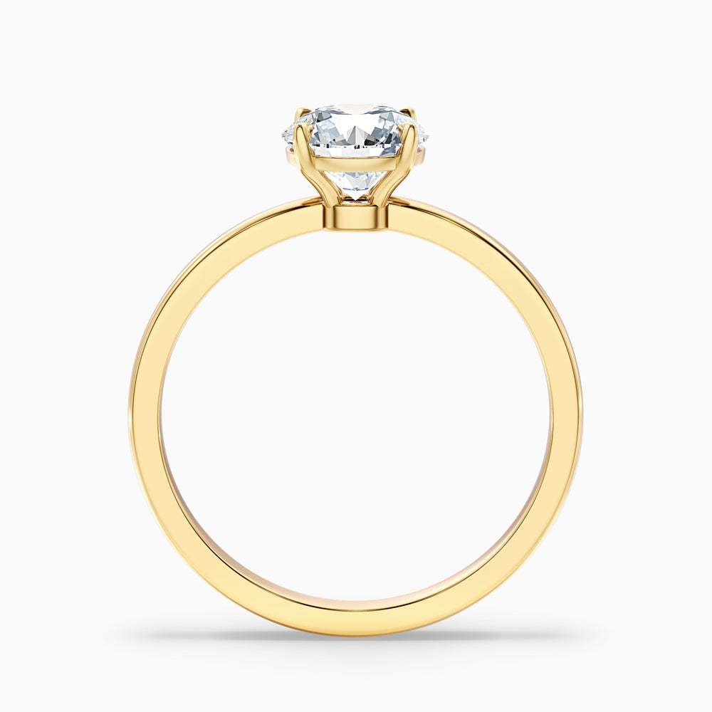 willy 1 carat round cut low profile solitaire lab grown diamond ring in 10k yellow gold - Side View