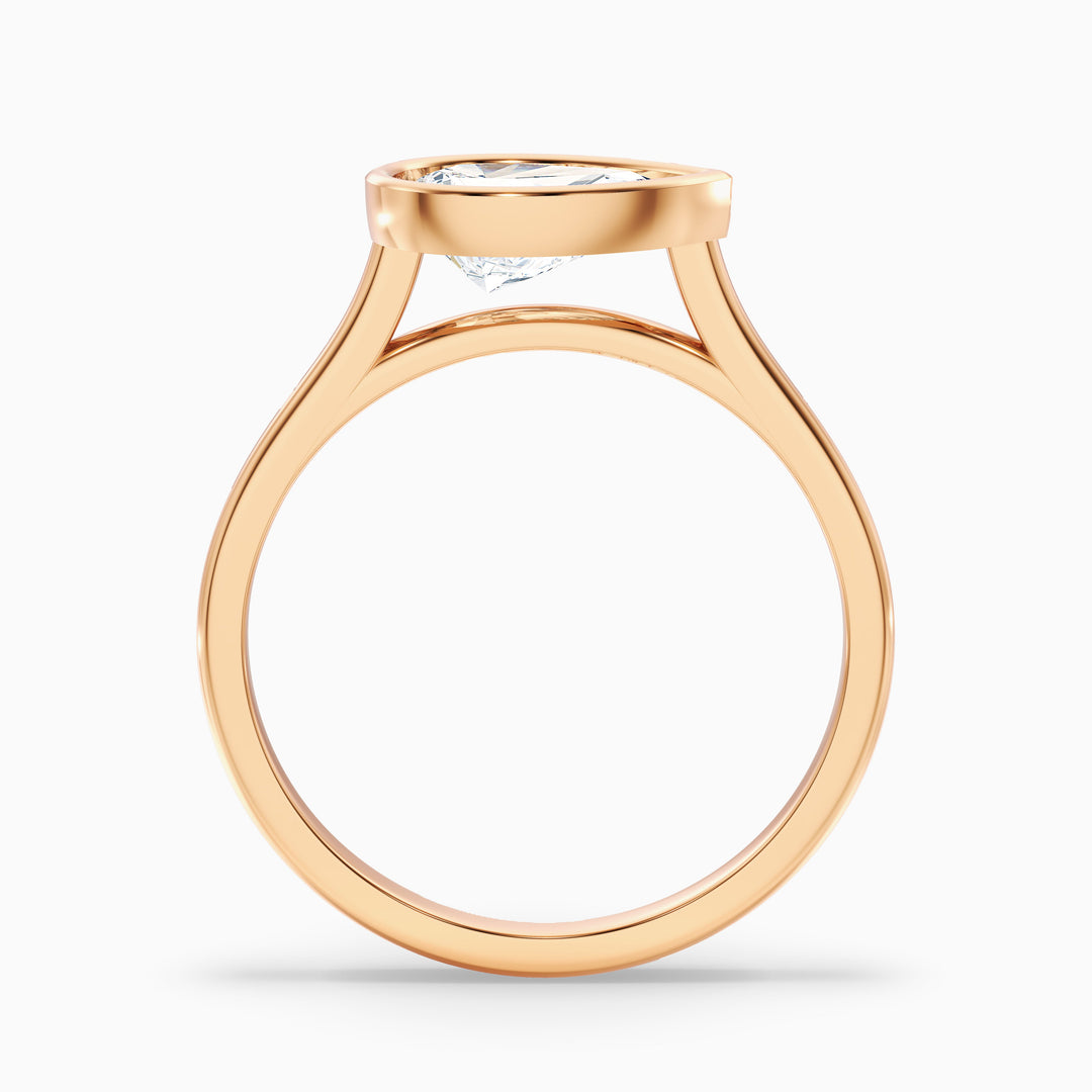 Edie 2 Carat Pear Cut East West Bezel Lab Grown Diamond Engagement Ring in 18k White Gold