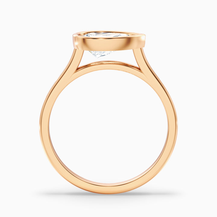 Edie 2 Carat Pear Cut East West Bezel Lab Grown Diamond Engagement Ring in 18k White Gold