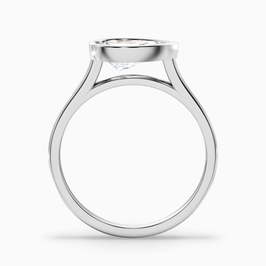 Edie 2 Carat Pear Cut East West Bezel Lab Grown Diamond Engagement Ring in 18k White Gold