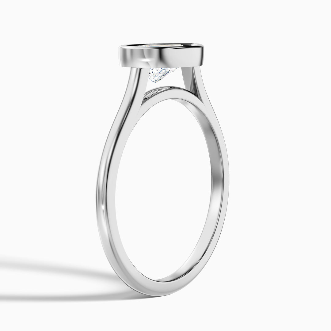 Edie 2 Carat Pear Cut East West Bezel Lab Grown Diamond Engagement Ring in 18k White Gold