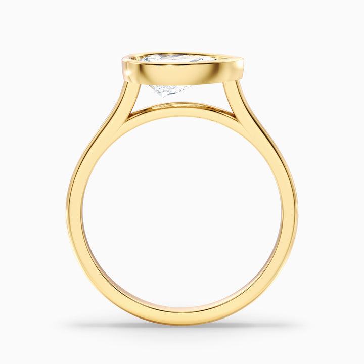 Edie 2 Carat Pear Cut East West Bezel Lab Grown Diamond Engagement Ring in 18k White Gold