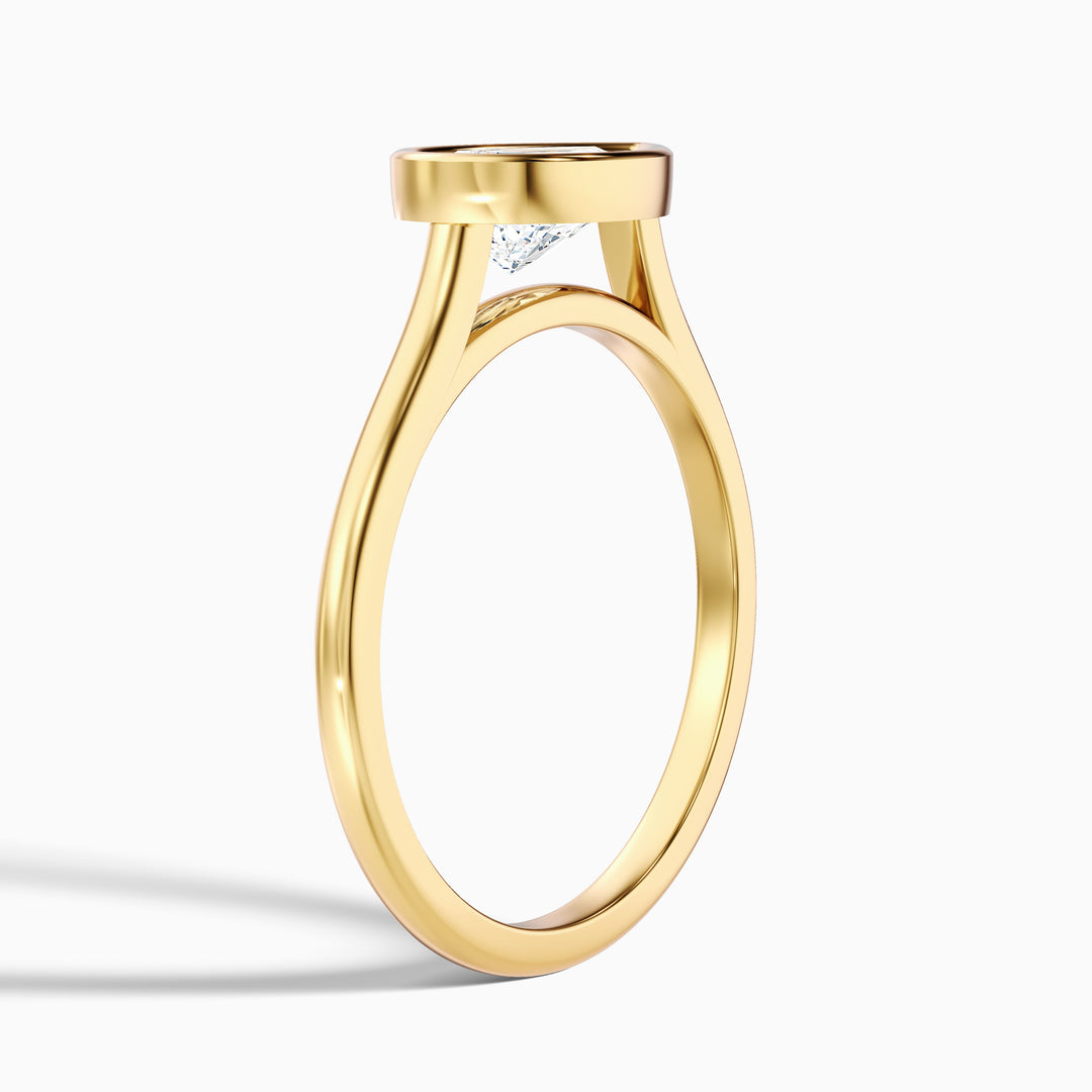 Edie 2 Carat Pear Cut East West Bezel Lab Grown Diamond Engagement Ring in 18k White Gold