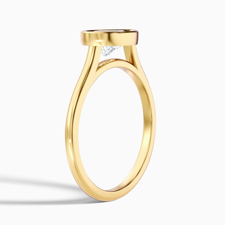Edie 2 Carat Pear Cut East West Bezel Lab Grown Diamond Engagement Ring in 18k White Gold
