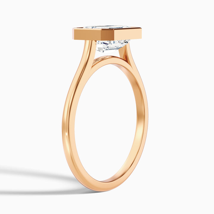 Briana 2 Carat Emerald East West Bezel Lab Grown Diamond Ring In 10k Rose Gold
