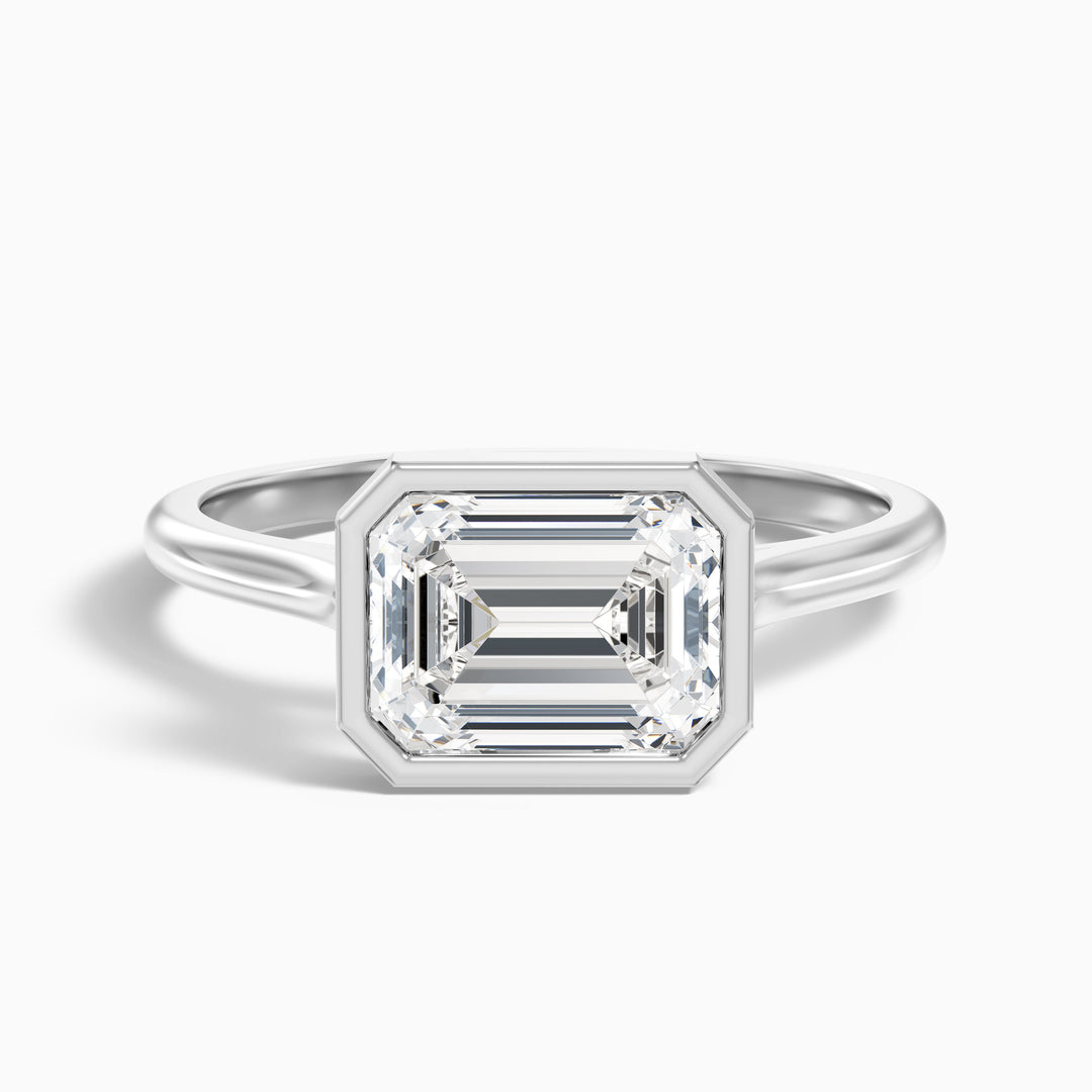 Kelsey 5.5 Carat Emerald East West Bezel Moissanite Diamond Ring In 925 Sterling Silver