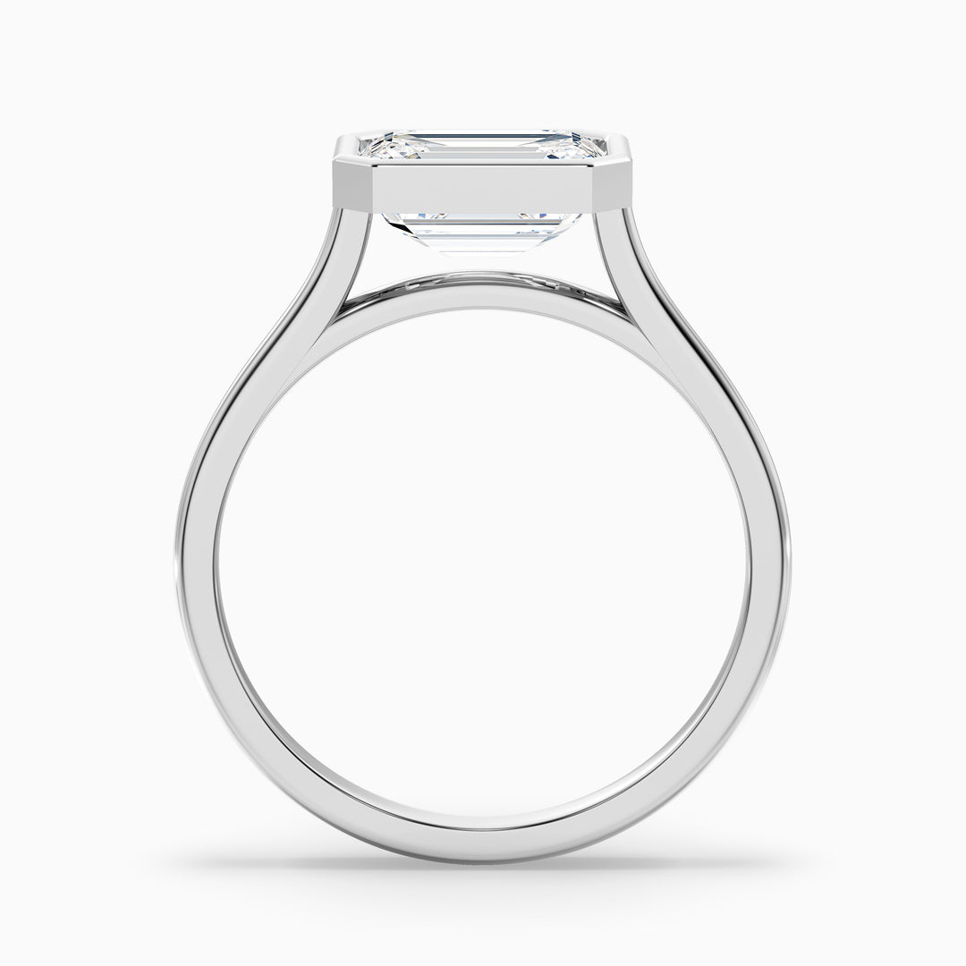 Kelsey 5.5 Carat Emerald East West Bezel Moissanite Diamond Ring In 925 Sterling Silver
