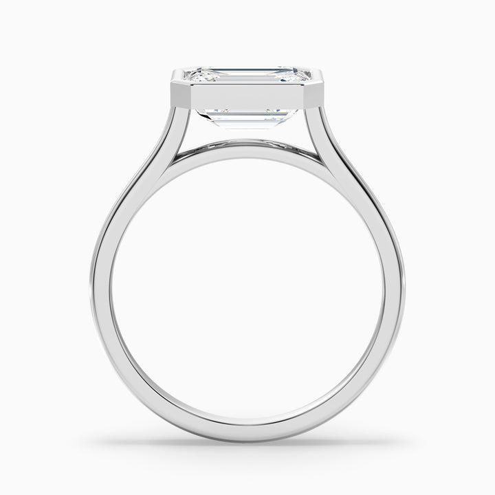 Kelsey 5.5 Carat Emerald East West Bezel Moissanite Diamond Ring In 925 Sterling Silver