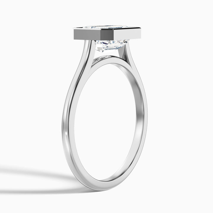 Kelsey 1.5 Carat Emerald East West Bezel Moissanite Diamond Ring In 925 Sterling Silver