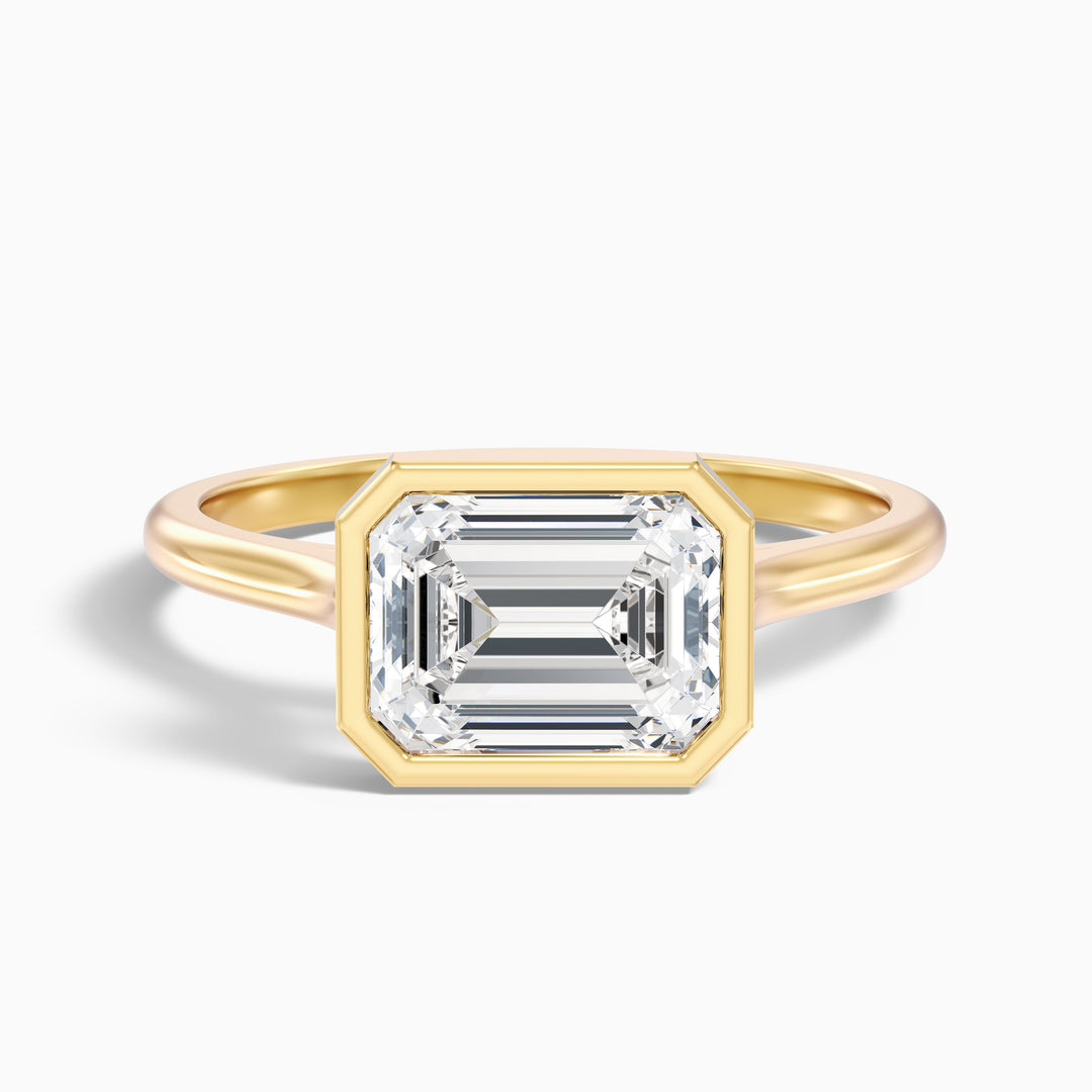 Kelsey 5.5 Carat Emerald East West Bezel Moissanite Diamond Ring In 925 Sterling Silver