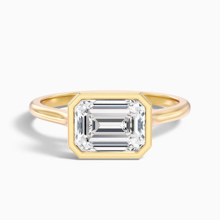 Kelsey 1.5 Carat Emerald East West Bezel Moissanite Diamond Ring In 925 Sterling Silver