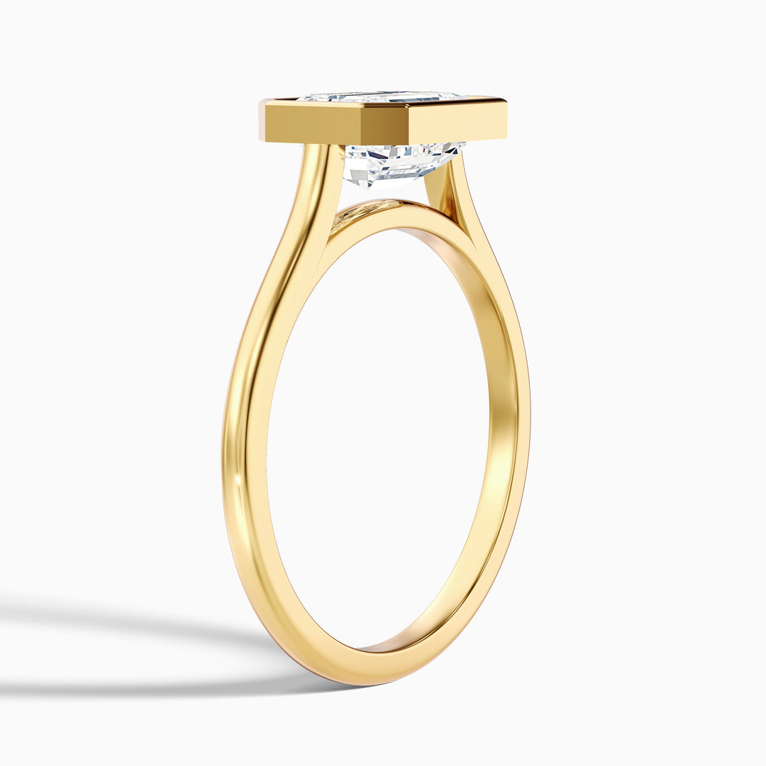 Briana 3 Carat Emerald East West Bezel Lab Grown Diamond Ring In 14k Yellow Gold