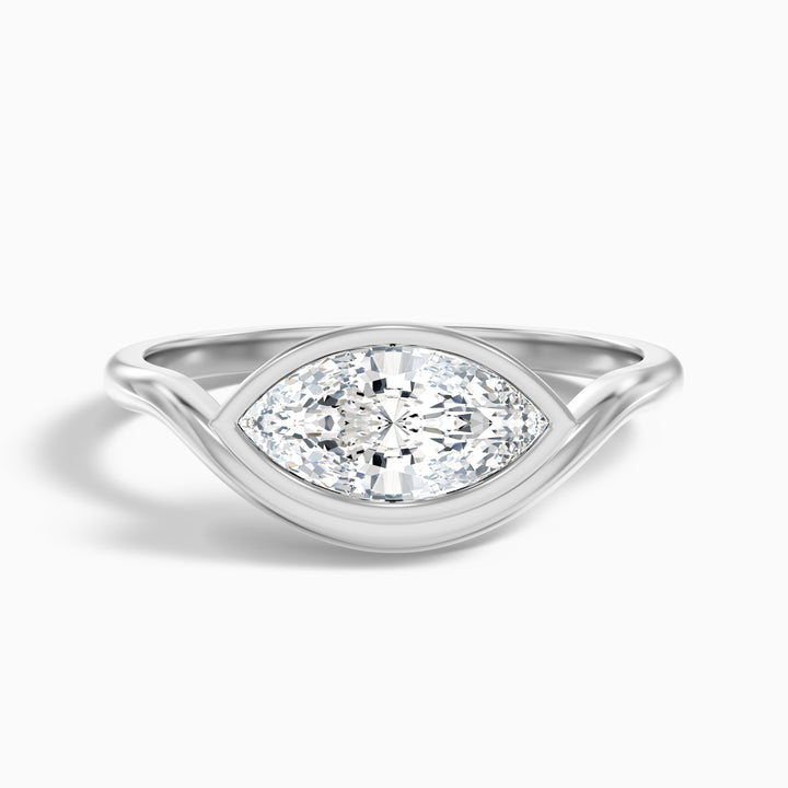 Kelsey 3 Carat Marquise East West Bezel Lab Grown Diamond Ring In 925 Sterling Silver