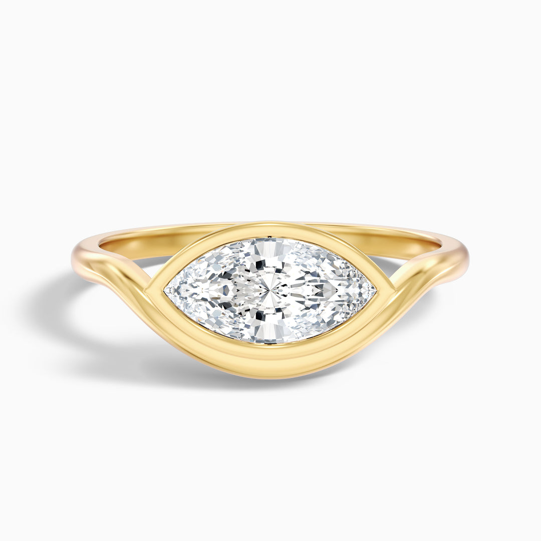 Kelsey 3 Carat Marquise East West Bezel Lab Grown Diamond Ring In 18k Rose Gold