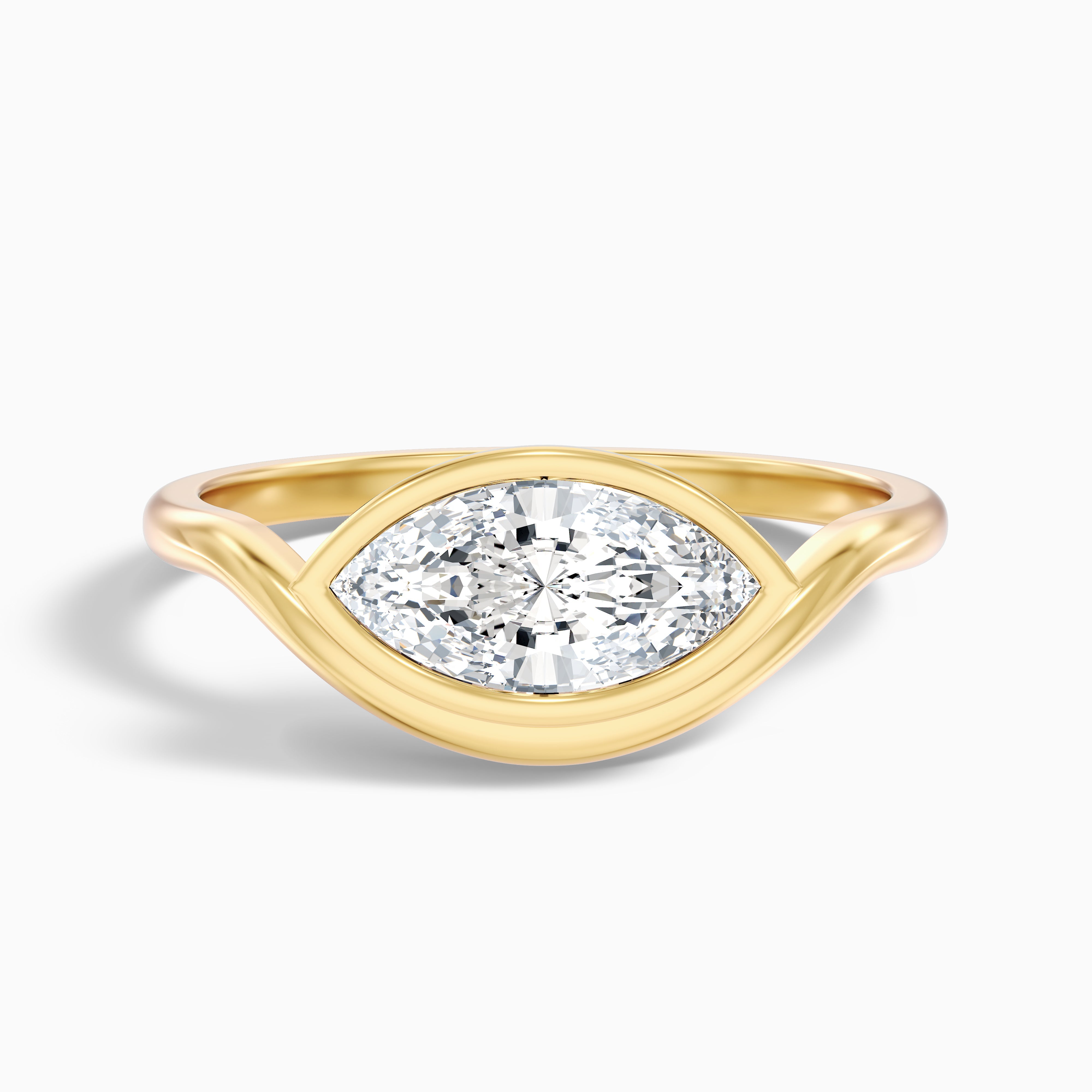 Kelsey 2 Carat Marquise East West Bezel Lab Grown Diamond Ring In 14k Yellow Gold