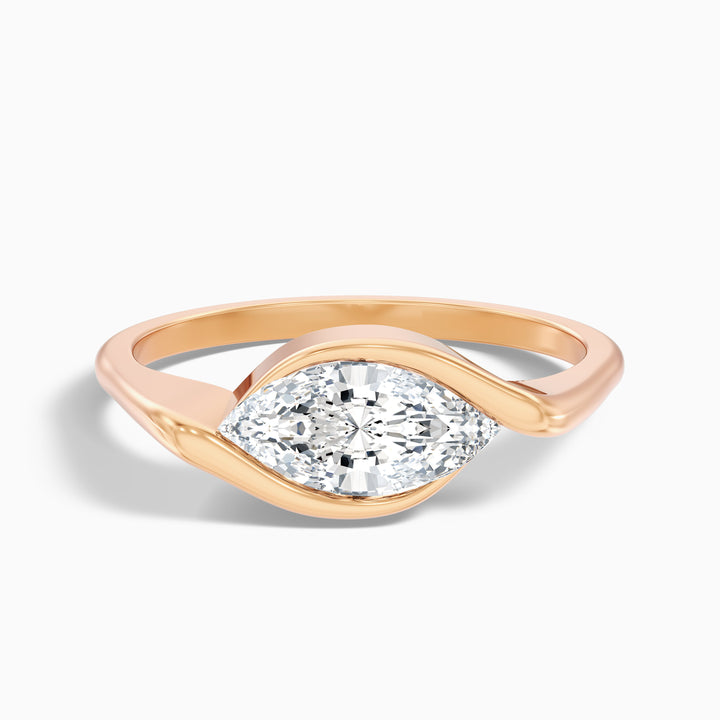 Alina 3.5 Carat Marquise East West Half Bezel Lab Grown Diamond Ring In 925 Sterling Silver