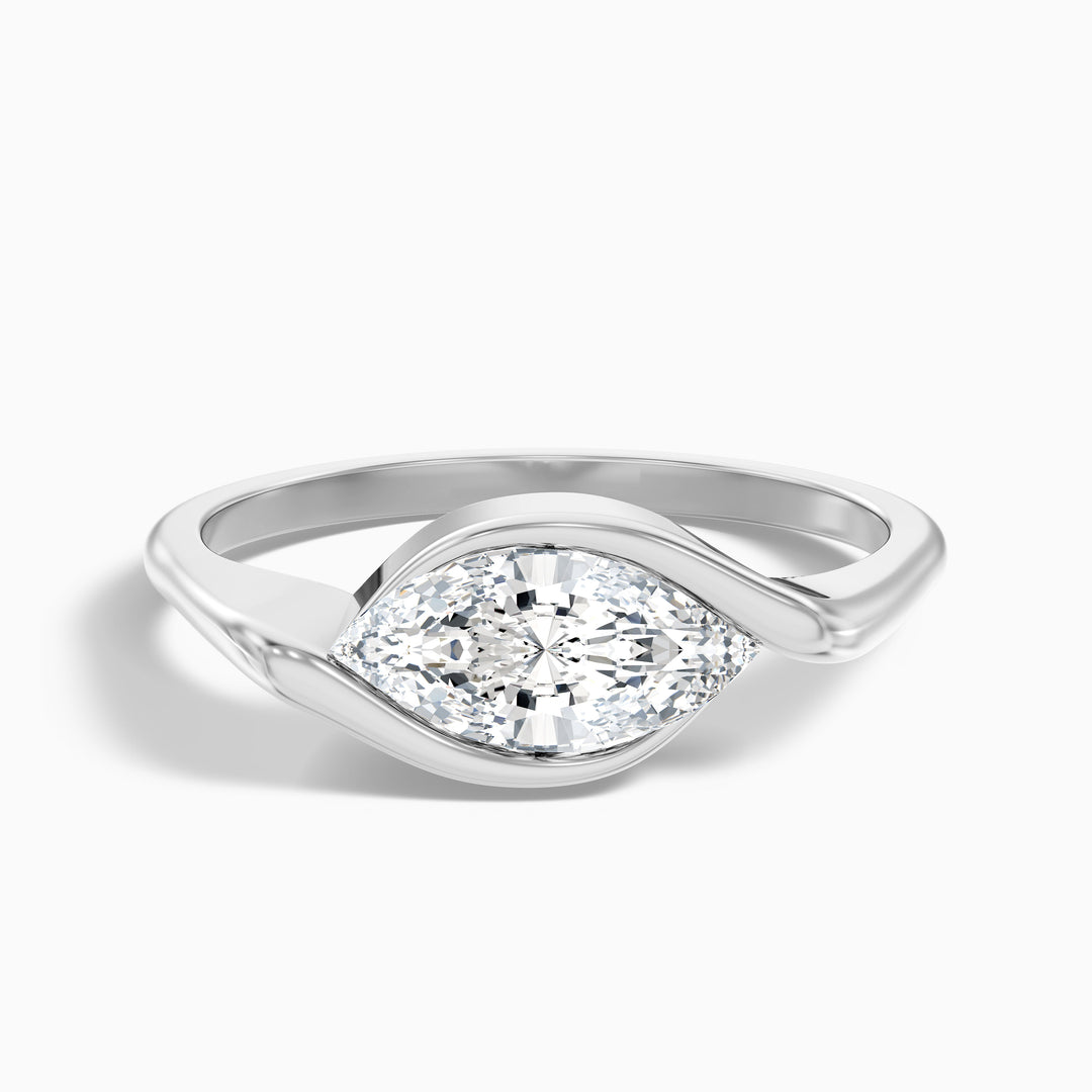Alina 3.5 Carat Marquise East West Half Bezel Lab Grown Diamond Ring In 925 Sterling Silver
