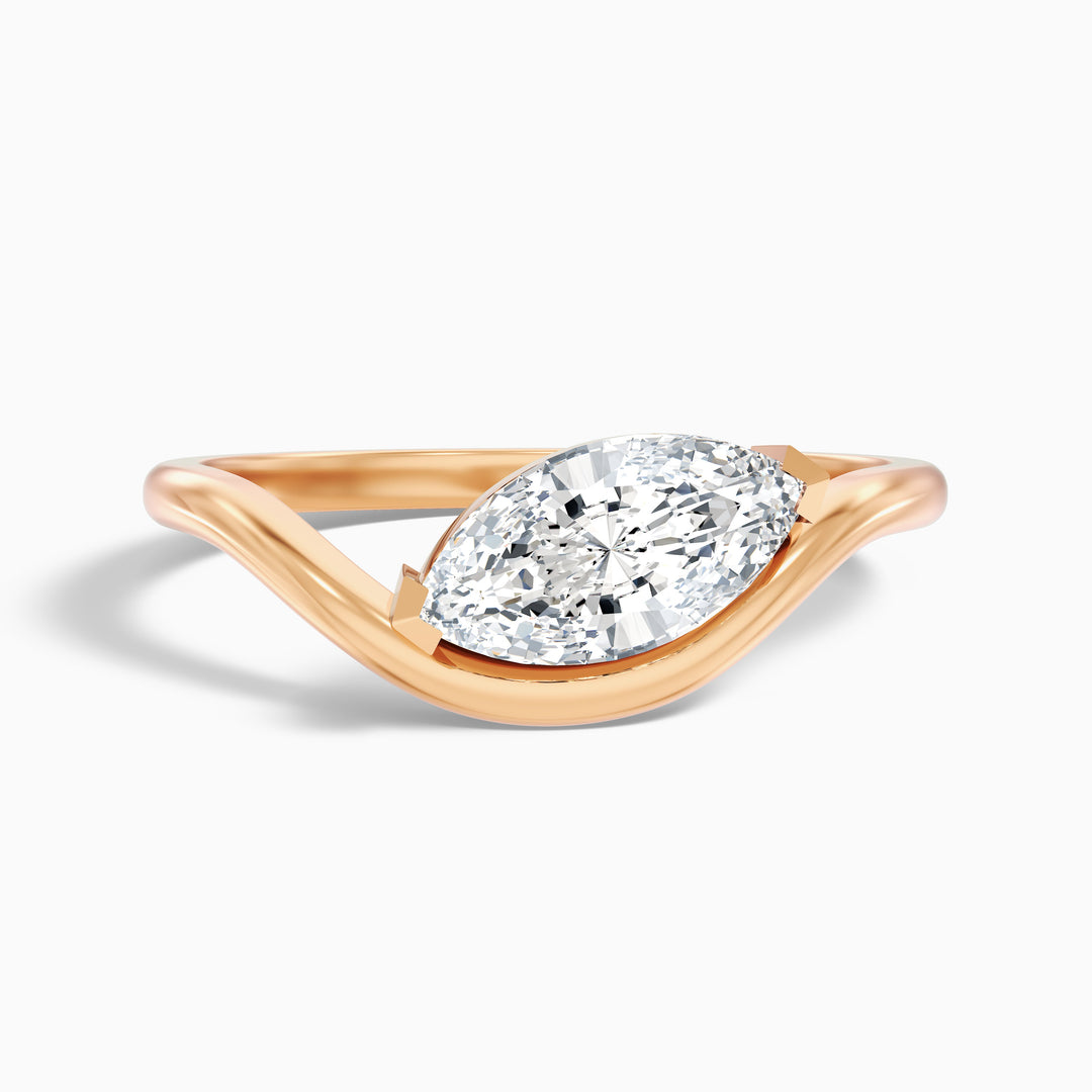 Gleny 4 Carat Marquise Cut East West Moissanite Diamond Ring in 925 Sterling Silver
