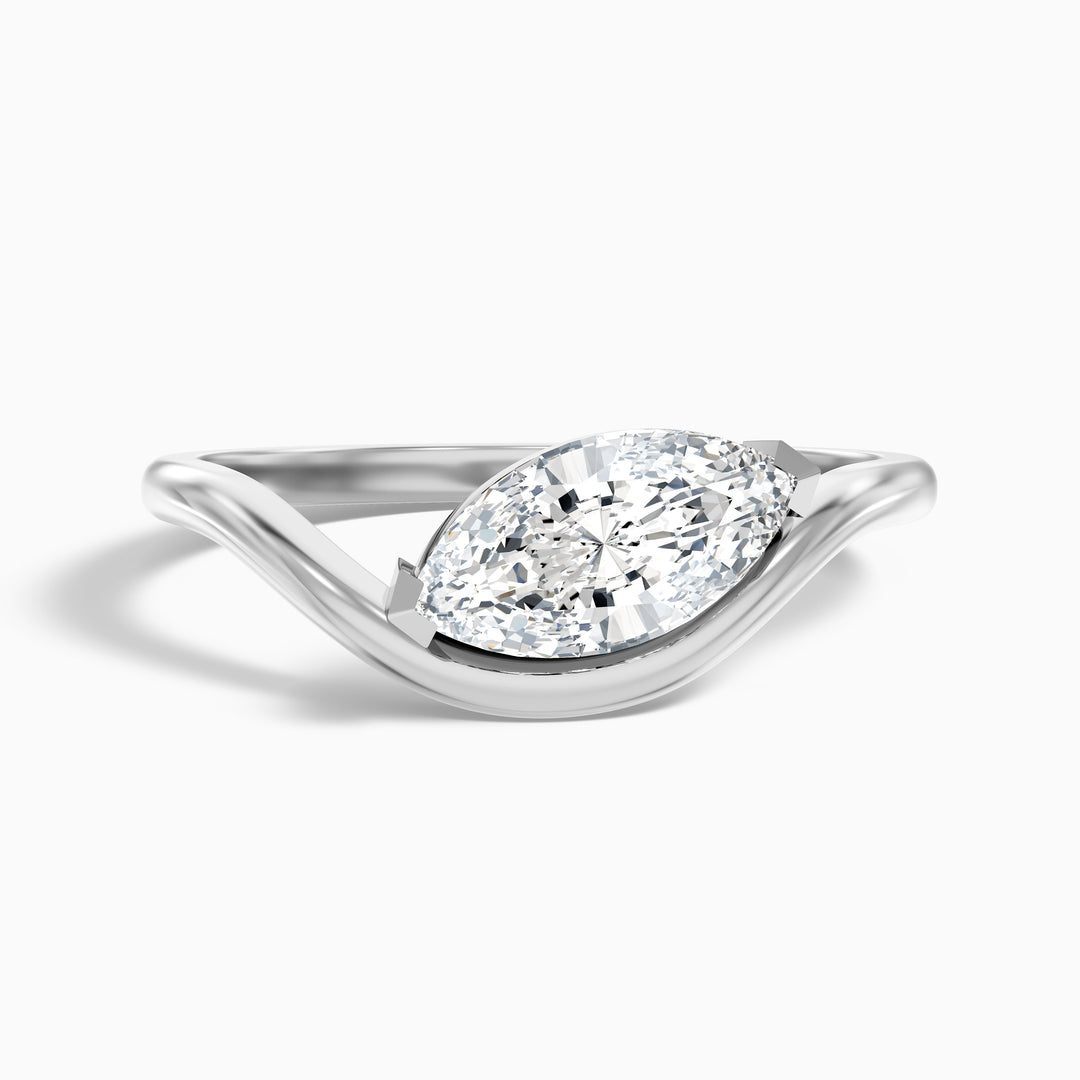 Gleny 4.5 Carat Marquise Cut East West Moissanite Diamond Ring in 925 Sterling Silver