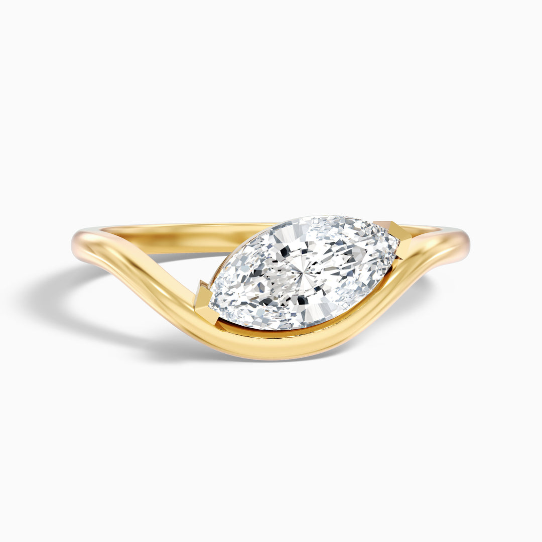 Gleny 4 Carat Marquise Cut East West Moissanite Diamond Ring in 925 Sterling Silver