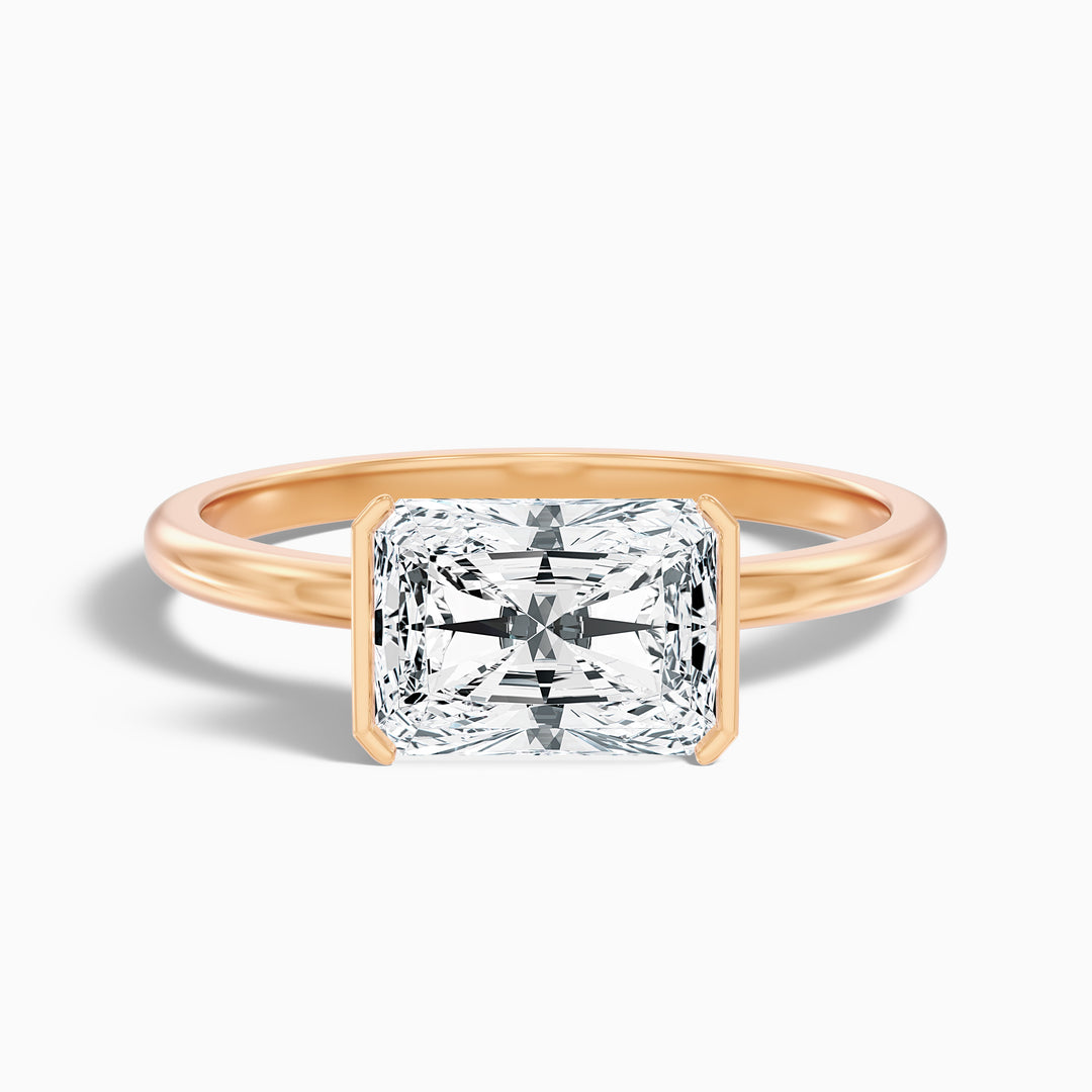 Celia 2.5 Carat Radiant Cut East West Half Bezel Moissanite Diamond Ring in 925 Sterling Silver
