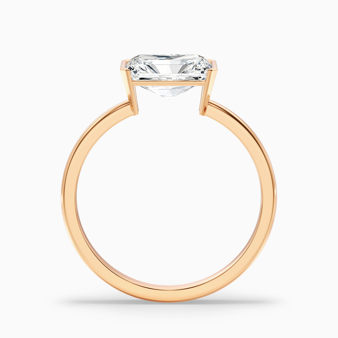 Jana 3 Carat Radiant Cut East West Half Bezel Lab Grown Diamond Ring in 925 Sterling Silver