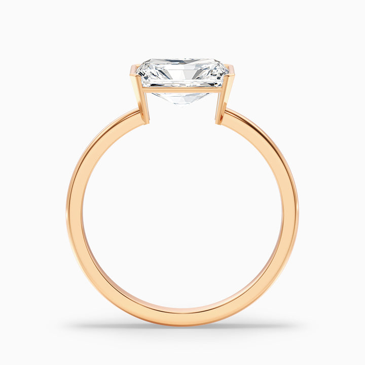 Jana 2 Carat Radiant Cut East West Half Bezel Lab Grown Diamond Ring in 18k White Gold