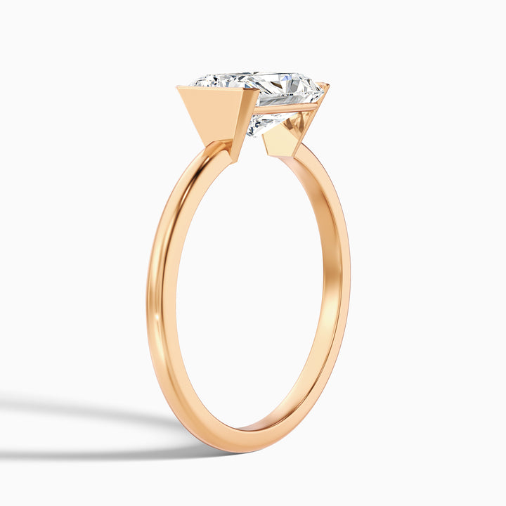 Jana 2 Carat Radiant Cut East West Half Bezel Lab Grown Diamond Ring in 18k White Gold
