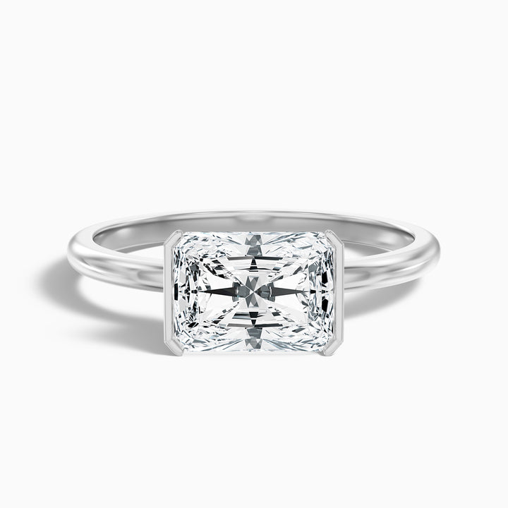 Celia 1.5 Carat Radiant Cut East West Half Bezel Moissanite Diamond Ring in 925 Sterling Silver