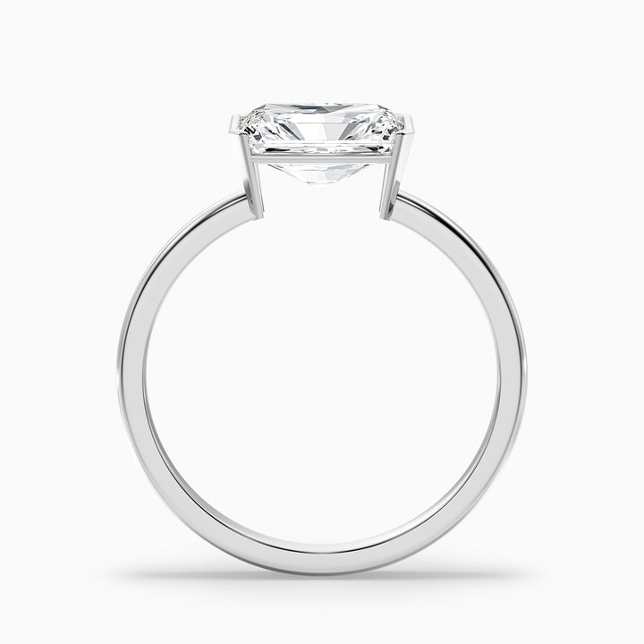 Celia 2.5 Carat Radiant Cut East West Half Bezel Moissanite Diamond Ring in 925 Sterling Silver