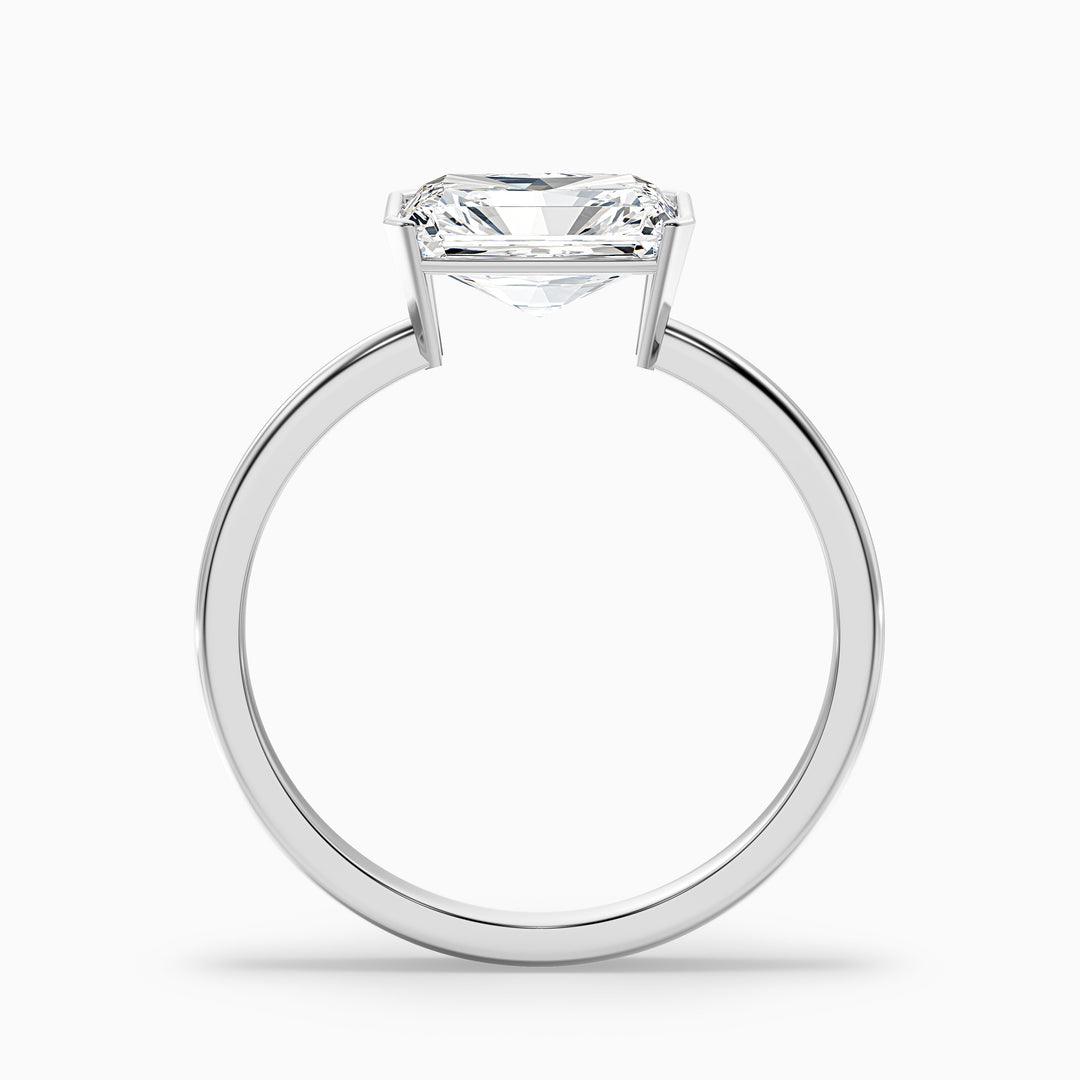Jana 3 Carat Radiant Cut East West Half Bezel Lab Grown Diamond Ring in 925 Sterling Silver