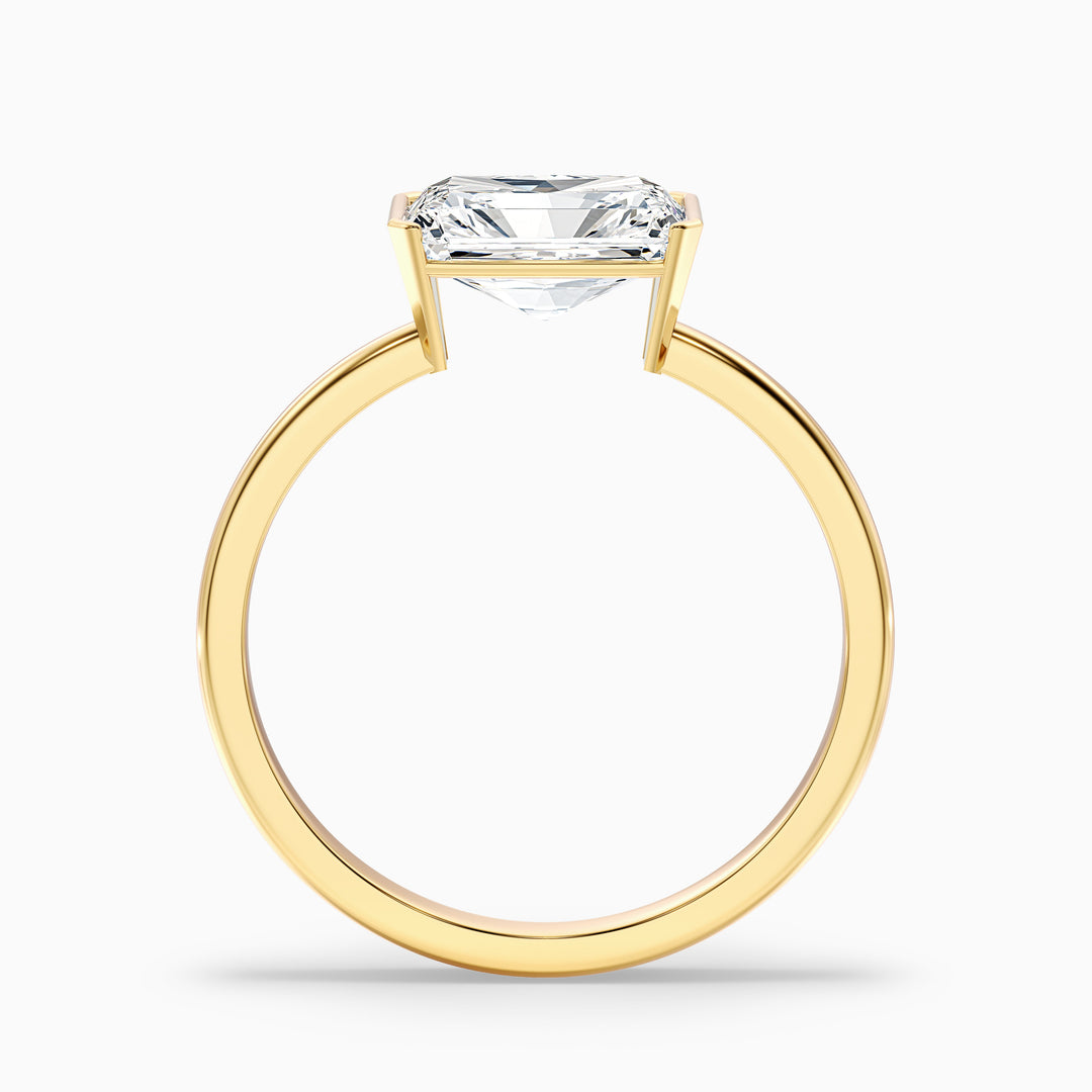 Celia 1.5 Carat Radiant Cut East West Half Bezel Moissanite Diamond Ring in 925 Sterling Silver