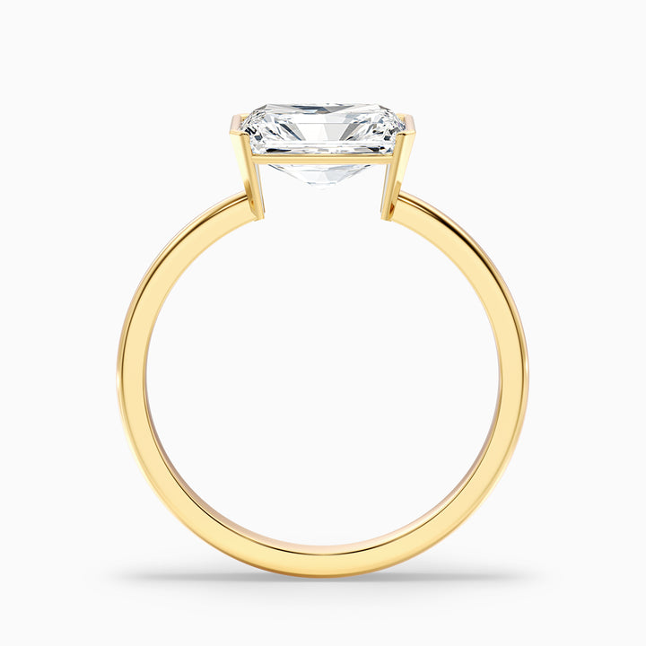 Celia 1.5 Carat Radiant Cut East West Half Bezel Moissanite Diamond Ring in 925 Sterling Silver
