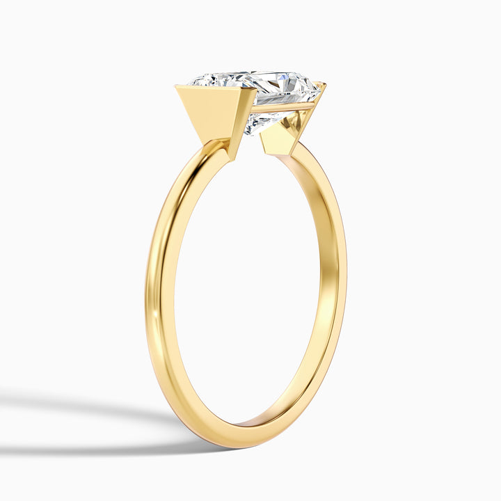 Celia 2.5 Carat Radiant Cut East West Half Bezel Moissanite Diamond Ring in 925 Sterling Silver