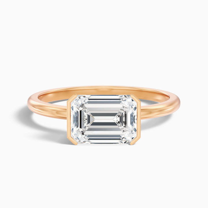 Brona 2.5 Carat Emerald Cut East West Half Bezel Moissanite Diamond Ring in 925 Sterling Silver