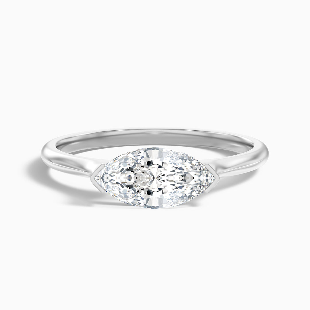 Alva 2.5 Carat Marquise East West Lab Grown Diamond Engagement Ring in 925 Sterling Silver