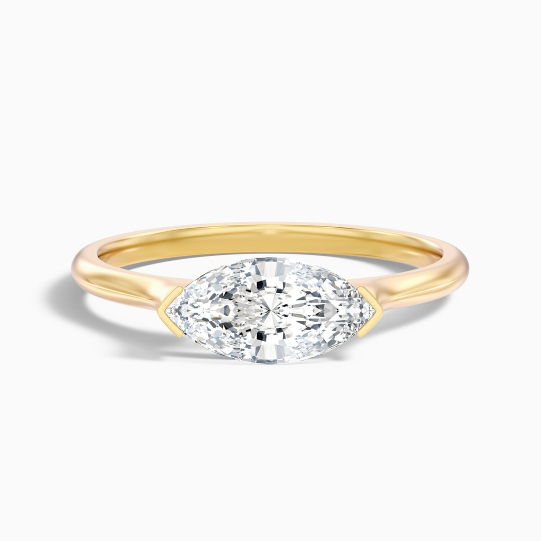 Alva 3 Carat Marquise East West Lab Grown Diamond Engagement Ring in 10k Rose Gold