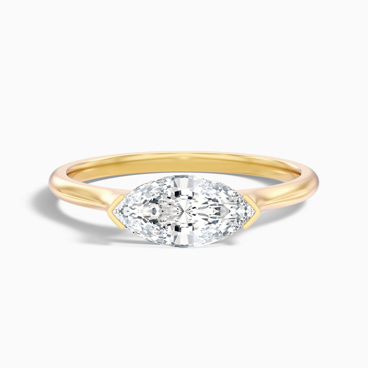 Alva 1.5 Carat Marquise East West Lab Grown Diamond Engagement Ring in 18k Yellow Gold