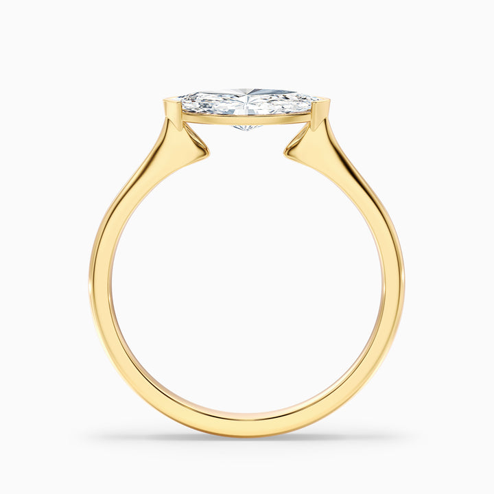 Alva 1.5 Carat Marquise East West Lab Grown Diamond Engagement Ring in 18k Yellow Gold