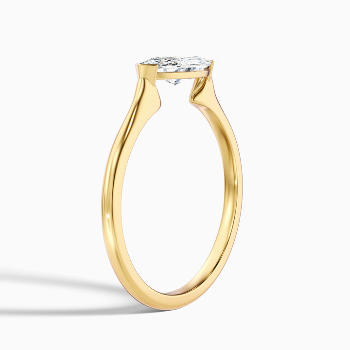 Alva 1.5 Carat Marquise East West Lab Grown Diamond Engagement Ring in 18k Yellow Gold