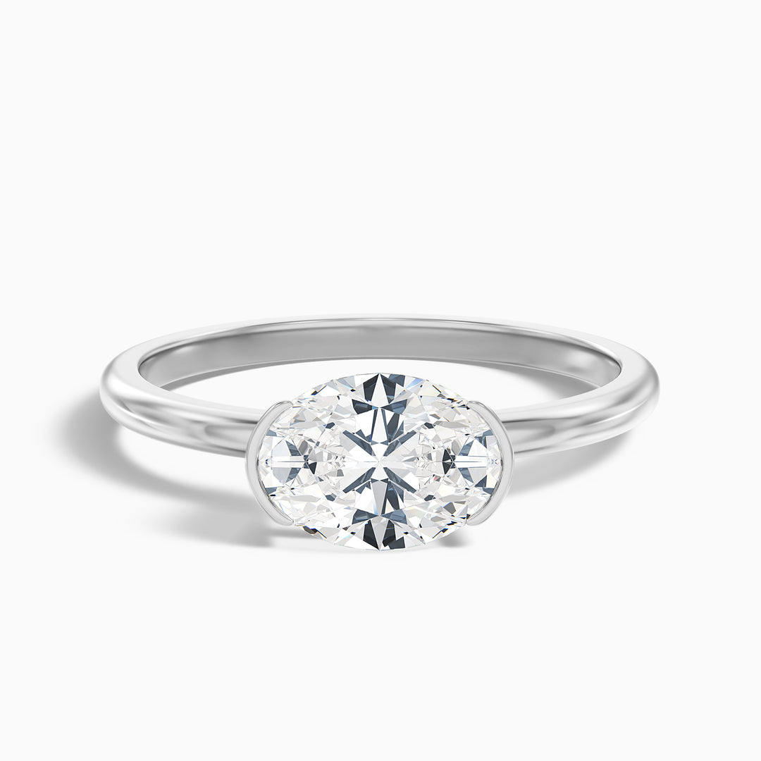 Blyth 3 Carat Oval Cut East West Lab Grown Diamond Ring in 14k Yellow Gold