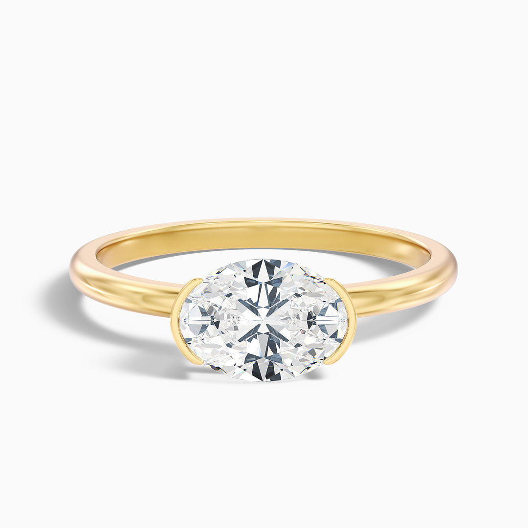 Blyth 3 Carat Oval Cut East West Lab Grown Diamond Ring in 925 Sterling Silver