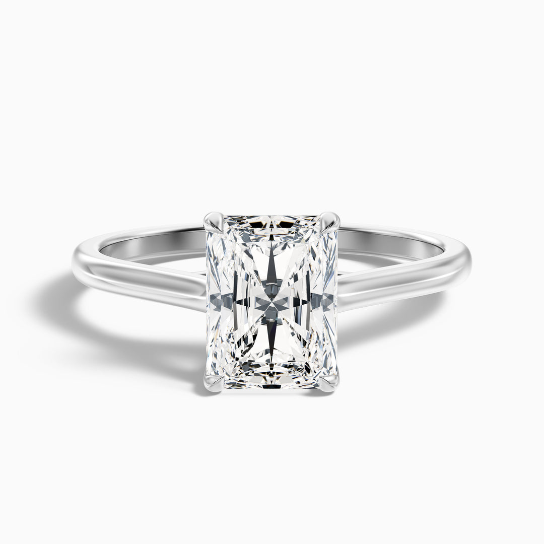 Daisy 3 Carat Radiant Cut Solitaire Lab Grown Diamond Ring in 10k White Gold