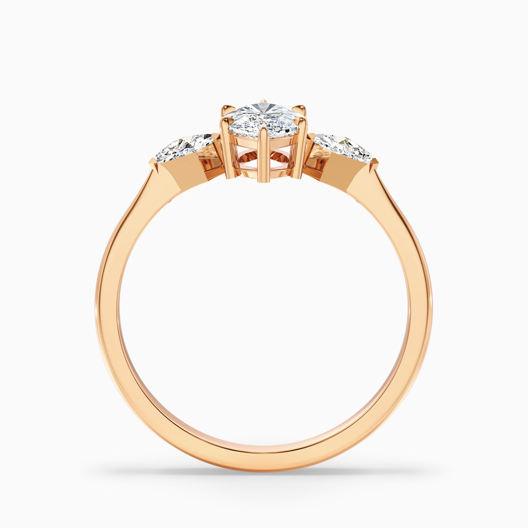 Brona 2.5 Carat Marquise Cut Side Kite Cut Lab Grown Diamond Ring in 925 Sterling Silver