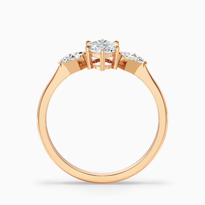 Joie 2 Carat Marquise Cut Side Kite Cut Moissanite Diamond Ring in 925 Sterling Silver