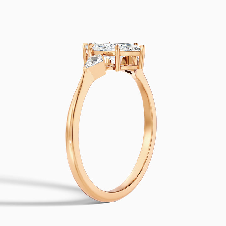 Brona 3 Carat Marquise Cut Side Kite Cut Lab Grown Diamond Ring in 18k White Gold