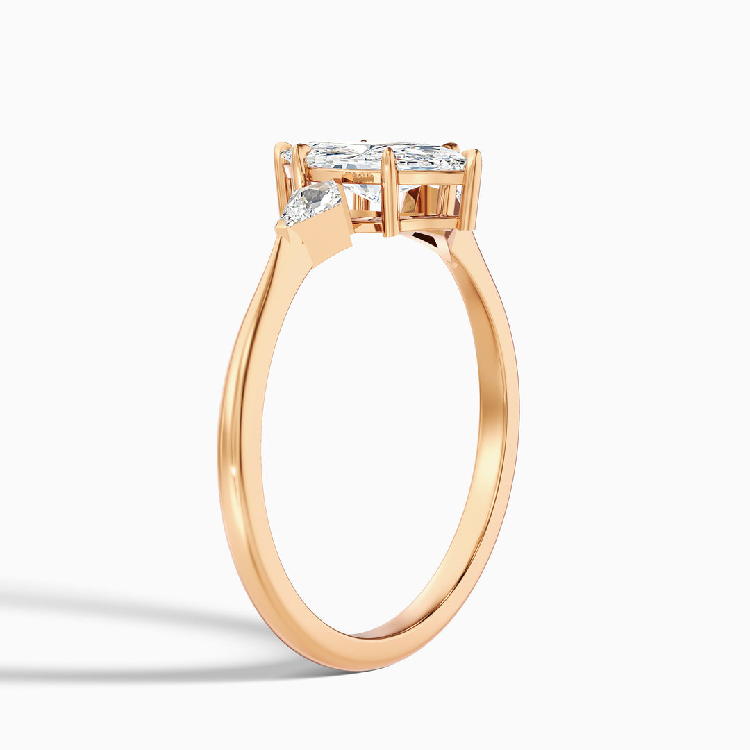 Brona 1.5 Carat Marquise Cut Side Kite Cut Lab Grown Diamond Ring in 925 Sterling Silver