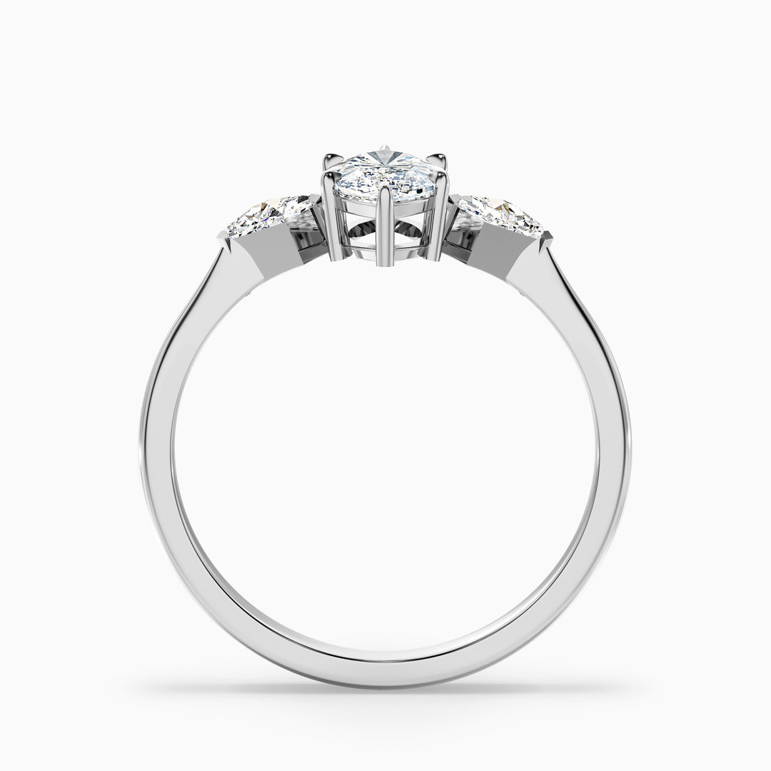 Brona 1 Carat Marquise Cut Side Kite Cut Lab Grown Diamond Ring in 925 Sterling Silver