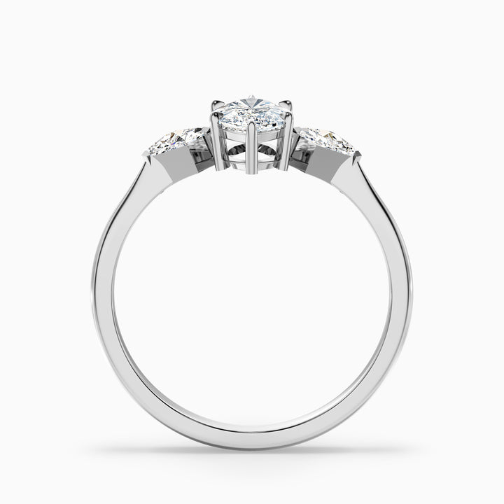 Brona 1 Carat Marquise Cut Side Kite Cut Lab Grown Diamond Ring in 925 Sterling Silver